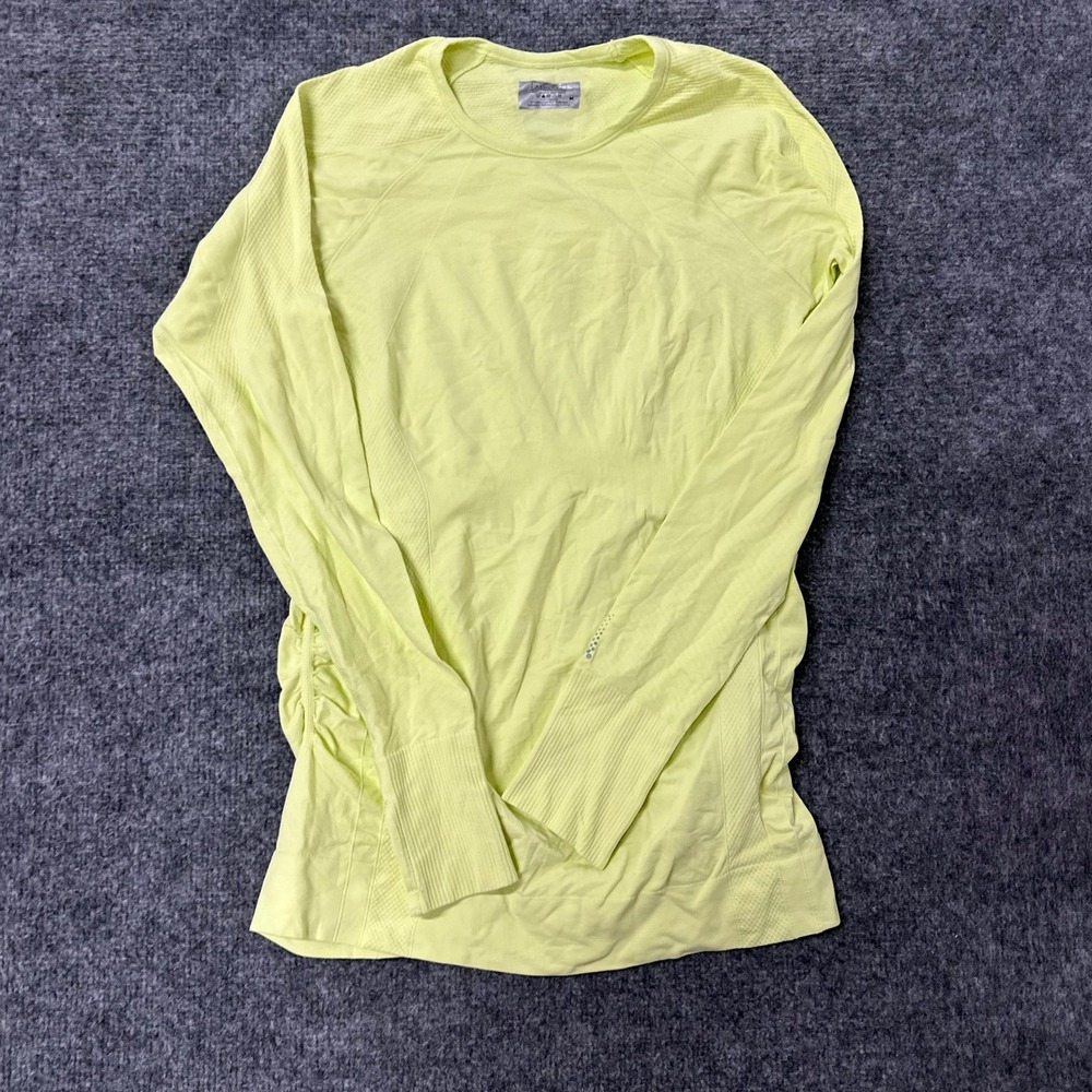 Athleta Shirt Womens Size M Neon Yellow Momentum Long Sleeve Athletic Portugal